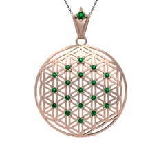 Yeşil kuvars 14 ayar rose altın kolye (40 cm gümüş rolo zincir)