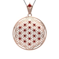 Garnet 18 ayar rose altın kolye (40 cm gümüş rolo zincir)