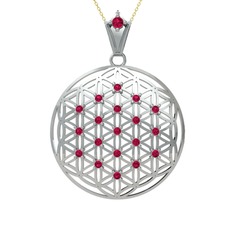 Taşlı Yaşam Çiçeği Kolye - Rodolit garnet 925 ayar gümüş kolye (40 cm altın rolo zincir) #1j4bi02