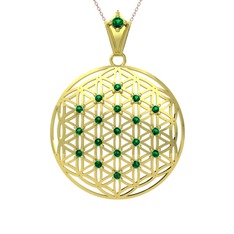 Yeşil kuvars 18 ayar altın kolye (40 cm rose altın rolo zincir)