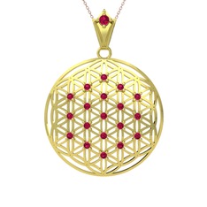 Taşlı Yaşam Çiçeği Kolye - Rodolit garnet 14 ayar altın kolye (40 cm gümüş rolo zincir) #abo5w8