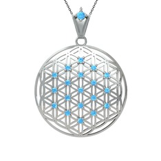 Akuamarin 18 ayar beyaz altın kolye (40 cm gümüş rolo zincir)