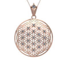 Taşlı Yaşam Çiçeği Kolye - Pırlanta 18 ayar rose altın kolye (0.22 karat, 40 cm rose altın rolo zincir) #txe5xu