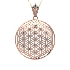 Pırlanta 14 ayar rose altın kolye (0.22 karat, 40 cm gümüş rolo zincir)