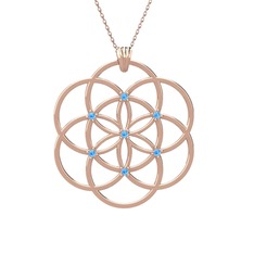Taşlı Yaşam Tohumu Kolye - Akuamarin 18 ayar rose altın kolye (40 cm rose altın rolo zincir) #10215gw