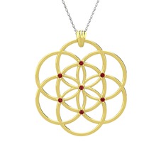 Taşlı Yaşam Tohumu Kolye - Garnet 8 ayar altın kolye (40 cm beyaz altın rolo zincir) #140dpy6