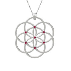 Taşlı Yaşam Tohumu Kolye - Rodolit garnet 8 ayar beyaz altın kolye (40 cm beyaz altın rolo zincir) #14jm9ls