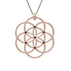 Taşlı Yaşam Tohumu Kolye - Dumanlı kuvars 8 ayar rose altın kolye (40 cm gümüş rolo zincir) #15d03ax