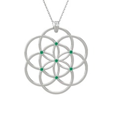 Taşlı Yaşam Tohumu Kolye - Kök zümrüt 8 ayar beyaz altın kolye (40 cm beyaz altın rolo zincir) #1763y17