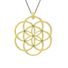 Taşlı Yaşam Tohumu Kolye - Swarovski 8 ayar altın kolye (40 cm gümüş rolo zincir) #17f6zxa