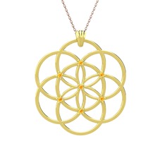 Sitrin 925 ayar altın kaplama gümüş kolye (40 cm rose altın rolo zincir)