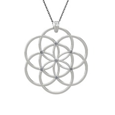 Pırlanta 18 ayar beyaz altın kolye (0.105 karat, 40 cm gümüş rolo zincir)