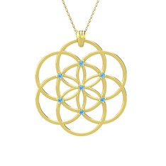 Akuamarin 18 ayar altın kolye (40 cm altın rolo zincir)