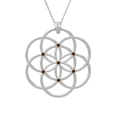 Taşlı Yaşam Tohumu Kolye - Dumanlı kuvars 18 ayar beyaz altın kolye (40 cm gümüş rolo zincir) #1dw6xka