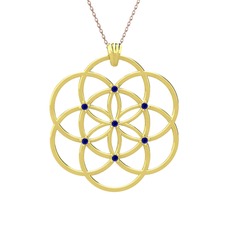 Lab safir 925 ayar altın kaplama gümüş kolye (40 cm rose altın rolo zincir)