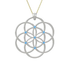 Taşlı Yaşam Tohumu Kolye - Akuamarin 925 ayar gümüş kolye (40 cm gümüş rolo zincir) #1es7b8k