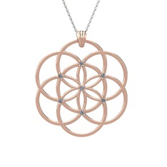 Taşlı Yaşam Tohumu Kolye - Swarovski 925 ayar rose altın kaplama gümüş kolye (40 cm beyaz altın rolo zincir) #1fwn2b6