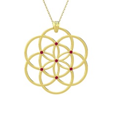 Taşlı Yaşam Tohumu Kolye - Rodolit garnet 18 ayar altın kolye (40 cm gümüş rolo zincir) #1iwysjn