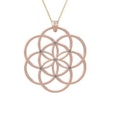 Taşlı Yaşam Tohumu Kolye - Beyaz zirkon 18 ayar rose altın kolye (40 cm altın rolo zincir) #1mc9cb3
