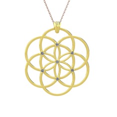 Taşlı Yaşam Tohumu Kolye - Swarovski 18 ayar altın kolye (40 cm rose altın rolo zincir) #1mlgzv0