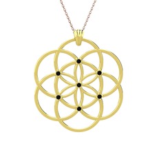 Siyah zirkon 14 ayar altın kolye (40 cm rose altın rolo zincir)