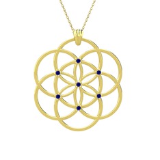 Lab safir 14 ayar altın kolye (40 cm altın rolo zincir)