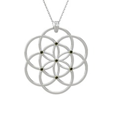 Taşlı Yaşam Tohumu Kolye - Peridot 8 ayar beyaz altın kolye (40 cm beyaz altın rolo zincir) #1rkybau