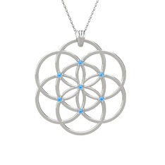 Taşlı Yaşam Tohumu Kolye - Akuamarin 14 ayar beyaz altın kolye (40 cm beyaz altın rolo zincir) #1tc2z0n