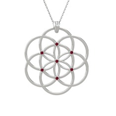 Taşlı Yaşam Tohumu Kolye - Kök yakut 18 ayar beyaz altın kolye (40 cm beyaz altın rolo zincir) #1u2nn8f