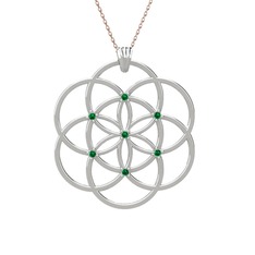 Taşlı Yaşam Tohumu Kolye - Yeşil kuvars 925 ayar gümüş kolye (40 cm rose altın rolo zincir) #1vqyryu