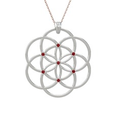 Taşlı Yaşam Tohumu Kolye - Garnet 18 ayar beyaz altın kolye (40 cm gümüş rolo zincir) #1vv9ott