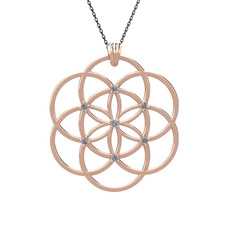 Taşlı Yaşam Tohumu Kolye - Swarovski 925 ayar rose altın kaplama gümüş kolye (40 cm gümüş rolo zincir) #1wpobug