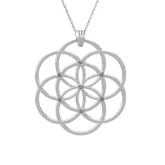 Taşlı Yaşam Tohumu Kolye - Swarovski 18 ayar beyaz altın kolye (40 cm beyaz altın rolo zincir) #1ye74u1
