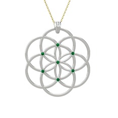 Taşlı Yaşam Tohumu Kolye - Yeşil kuvars 14 ayar beyaz altın kolye (40 cm altın rolo zincir) #45y9lx