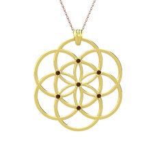 Taşlı Yaşam Tohumu Kolye - Dumanlı kuvars 18 ayar altın kolye (40 cm rose altın rolo zincir) #5vp3b0