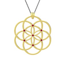 Taşlı Yaşam Tohumu Kolye - Rodolit garnet 925 ayar altın kaplama gümüş kolye (40 cm gümüş rolo zincir) #63lgjk