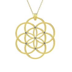 Taşlı Yaşam Tohumu Kolye - Swarovski 18 ayar altın kolye (40 cm altın rolo zincir) #6urabw