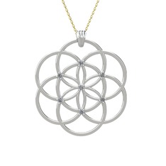 Taşlı Yaşam Tohumu Kolye - Swarovski 925 ayar gümüş kolye (40 cm altın rolo zincir) #7bujaj