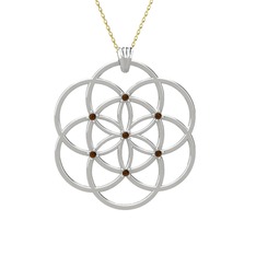 Taşlı Yaşam Tohumu Kolye - Dumanlı kuvars 8 ayar beyaz altın kolye (40 cm gümüş rolo zincir) #avppnj