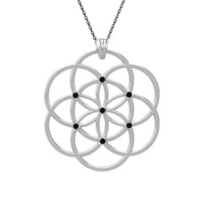 Taşlı Yaşam Tohumu Kolye - Siyah zirkon 925 ayar gümüş kolye (40 cm gümüş rolo zincir) #ef4k9l