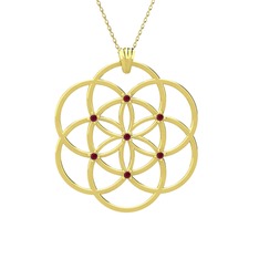 Taşlı Yaşam Tohumu Kolye - Kök yakut 14 ayar altın kolye (40 cm altın rolo zincir) #f2fq4a