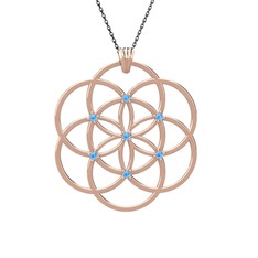 Taşlı Yaşam Tohumu Kolye - Akuamarin 18 ayar rose altın kolye (40 cm gümüş rolo zincir) #i45yee