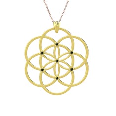 Taşlı Yaşam Tohumu Kolye - Peridot 14 ayar altın kolye (40 cm gümüş rolo zincir) #ir89oq
