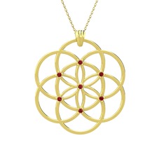 Taşlı Yaşam Tohumu Kolye - Garnet 8 ayar altın kolye (40 cm altın rolo zincir) #ljljiz