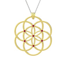 Taşlı Yaşam Tohumu Kolye - Rodolit garnet 18 ayar altın kolye (40 cm gümüş rolo zincir) #onxe2d