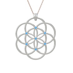 Taşlı Yaşam Tohumu Kolye - Akuamarin 925 ayar gümüş kolye (40 cm rose altın rolo zincir) #ua87fw