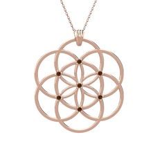 Taşlı Yaşam Tohumu Kolye - Dumanlı kuvars 925 ayar rose altın kaplama gümüş kolye (40 cm rose altın rolo zincir) #x0o21l