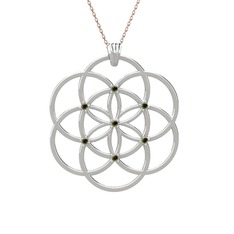 Peridot 18 ayar beyaz altın kolye (40 cm rose altın rolo zincir)