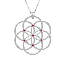 Rodolit garnet 14 ayar beyaz altın kolye (40 cm rose altın rolo zincir)