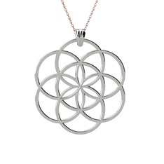 Yaşam Tohumu Kolye - 8 ayar beyaz altın kolye (40 cm rose altın rolo zincir) #1rduyta